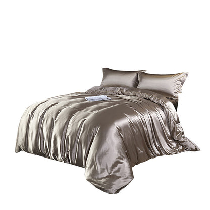 Luxury Mulberry Silk Bedding Set – Cooling Satin Quilt Cover Set