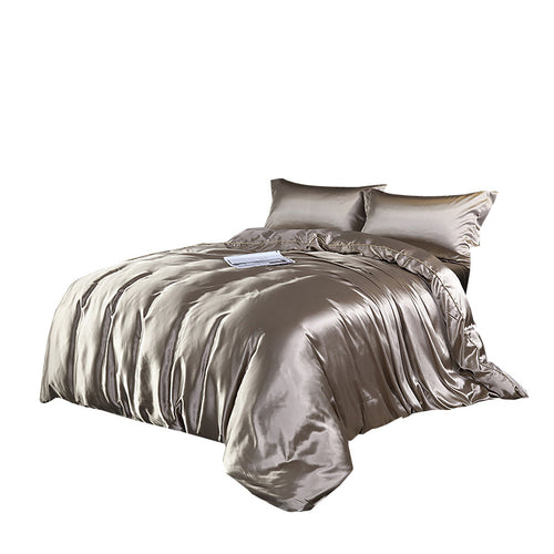 Luxury Mulberry Silk Bedding Set – Cooling Satin Quilt Cover Set