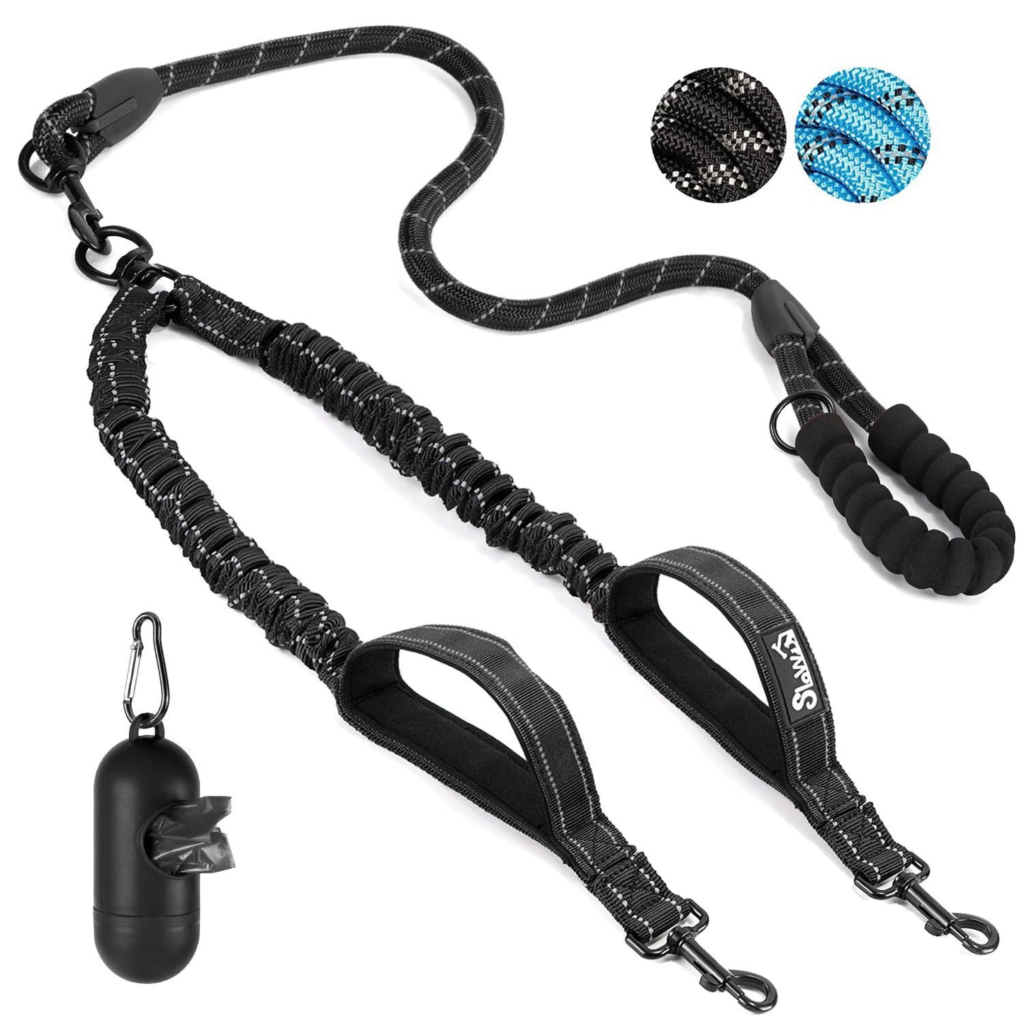 Dual Dog Leash With Reflective Bungee Lead–Tangle-Free Double Dog Walking System