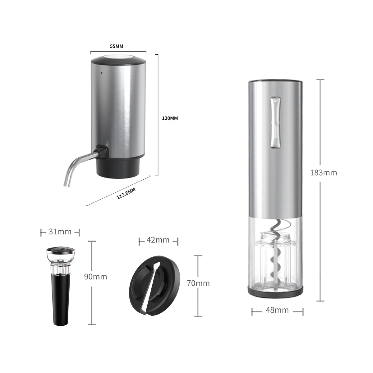 Fully Automatic Electric Wine Opener Set | Rechargeable Battery, Aerator Pourer & Vacuum Stopper