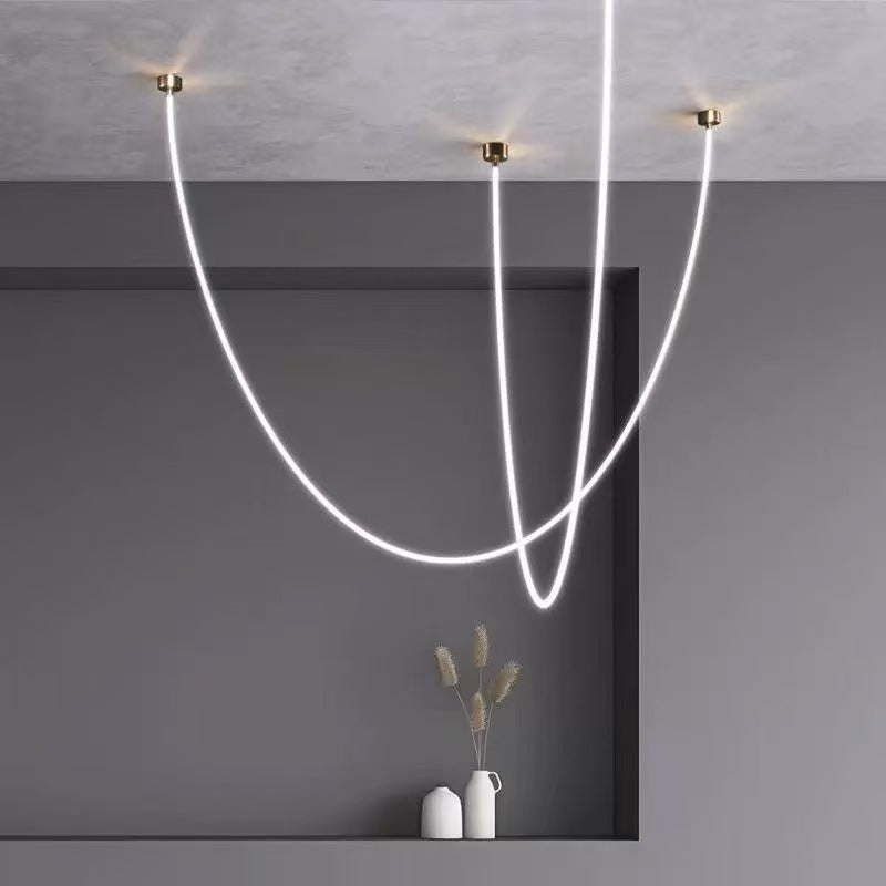 Modern LED Linear Chandelier - Minimalist Hanging Pendant Light with 3 Colour Lighting for Dining Room & Living Room