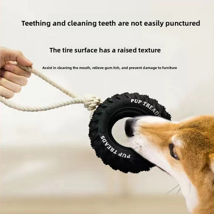 Rubber Dog Chew Toy–Heavy-Duty Interactive Tire Toy For Large Dogs