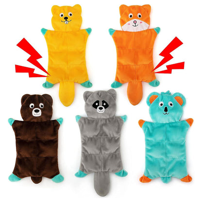 Stuffing-Free Plush Dog Toy–Squeaky Bite-Resistant Animal Chew Toy