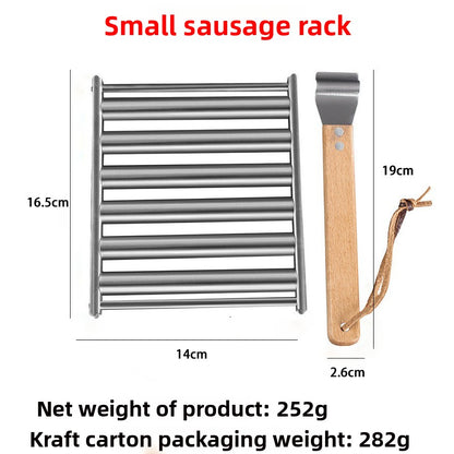 Stainless Steel Sausage Roller Grill - Portable Rotating Hot Dog BBQ Rack for Camping