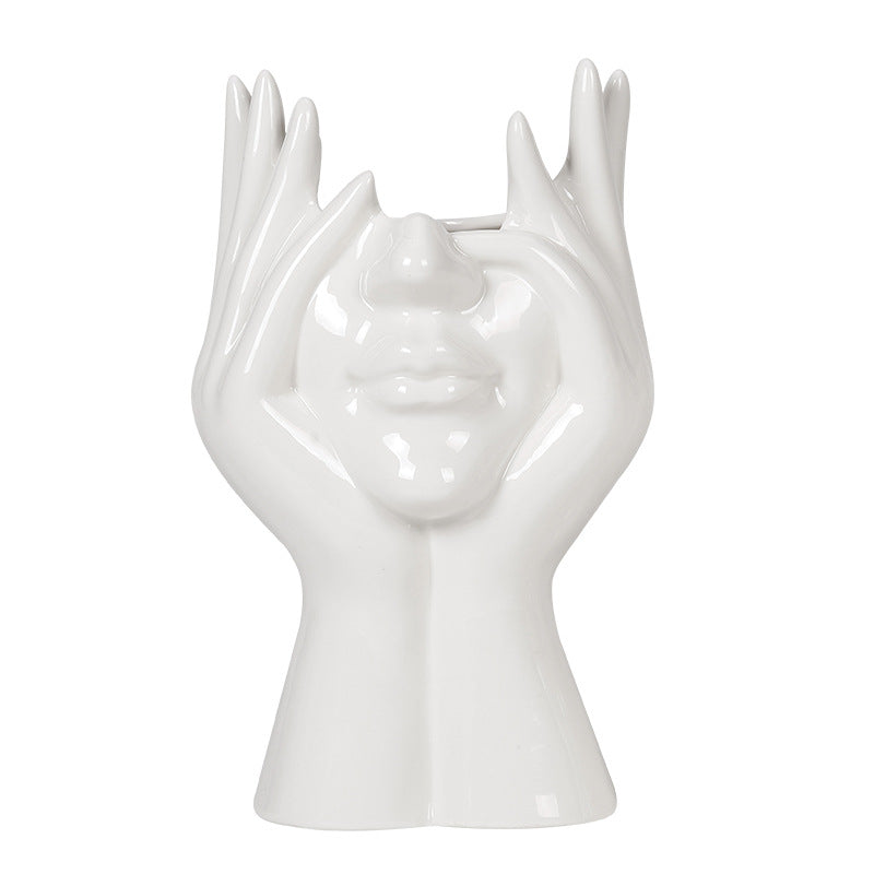 Nordic Human Body Ceramic Vase–Modern Artistic Flower Vase for Living Room & Home Décor