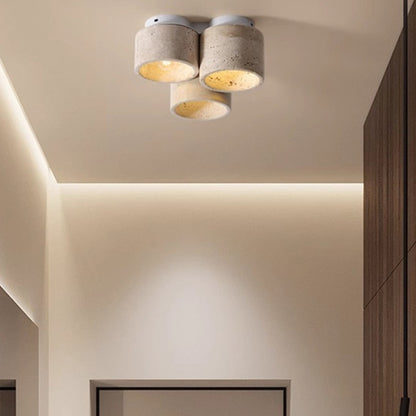 Wabi-Sabi Travertine LED Ceiling Light - Modern Stone Flush Mount Ceiling Lamp