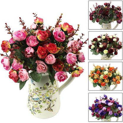 21 Head Diamond Rose Bouquet–Luxury Artificial Silk Roses for Home & Wedding Décor