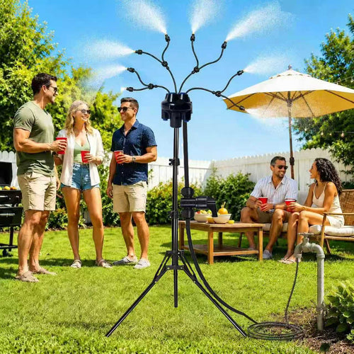 Adjustable Outdoor Misting Sprayer - Portable 8-Head Micro Spray Cooling System for Garden, Patio & Outdoor Areas
