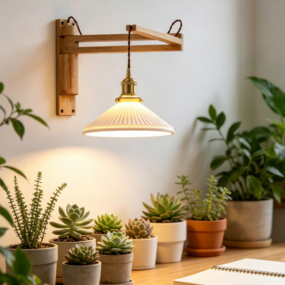 Retractable Wooden Wall Light - Nordic Adjustable LED Bedside Swing Arm Lamp
