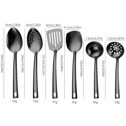 Stainless Steel Kitchen Utensil Set - 6 or 11 Piece Mirror Polished Cooking Tools with Square Handles