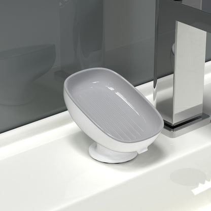 Suction Cup Soap Dish Bathroom Holder-No Drill Wall Mounted Soap Tray-Non-Slip Shower Soap Storage Rack
