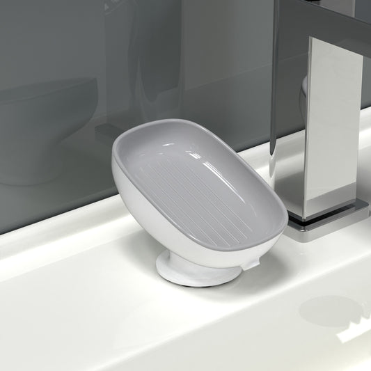 Suction Cup Soap Dish Bathroom Holder-No Drill Wall Mounted Soap Tray-Non-Slip Shower Soap Storage Rack