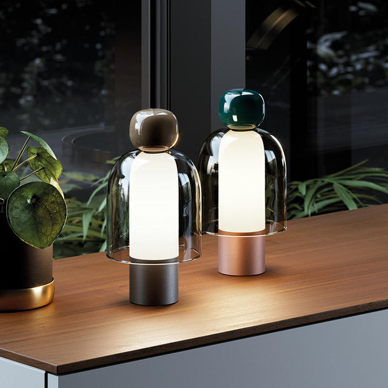 Rechargeable Glass Table Lamp - Dimmable Nordic Cordless LED Bedside & Dining Lamp