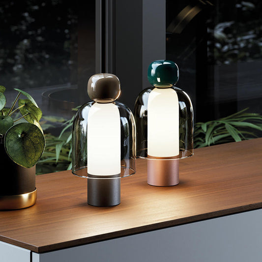 Rechargeable Glass Table Lamp - Dimmable Nordic Cordless LED Bedside & Dining Lamp
