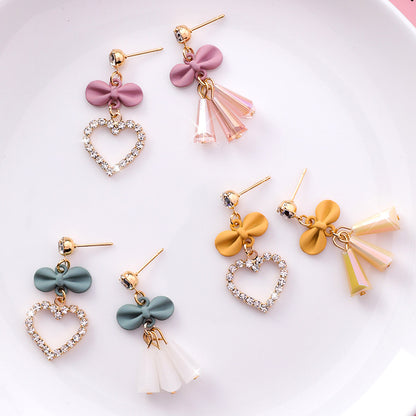 Butterfly Knot Heart Earrings–Asymmetrical Tassel Drop Earrings, Lightweight Alloy Statement Jewellery