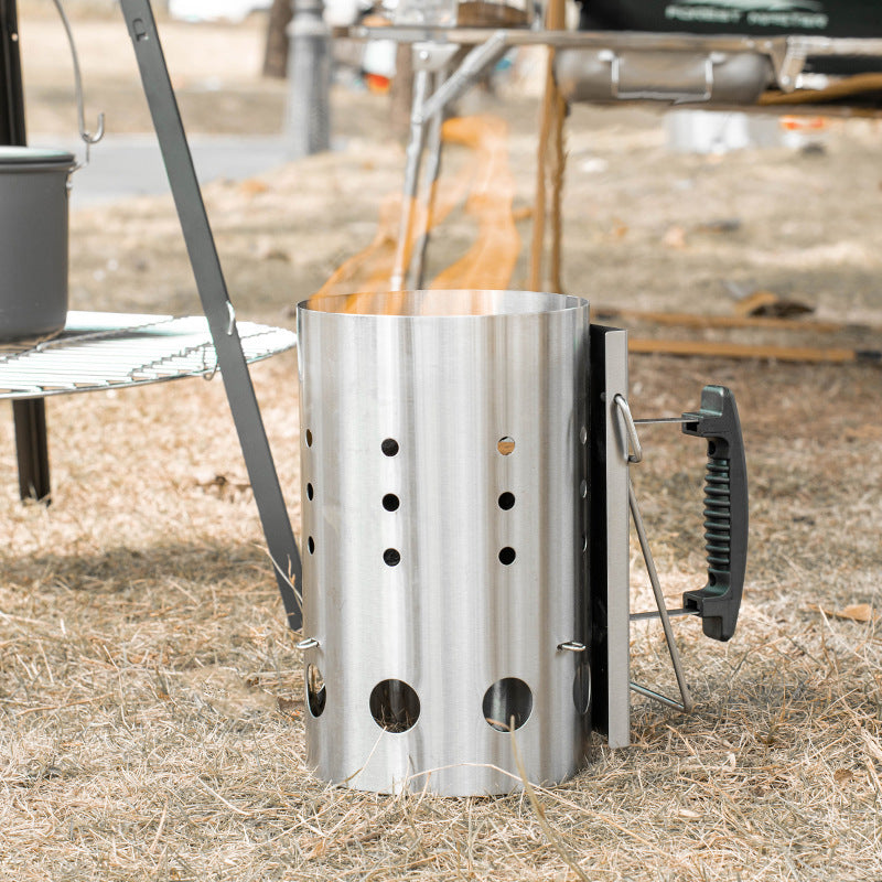 Stainless Steel Fire Bucket - Portable BBQ Charcoal Starter & Camping Fire Barrel