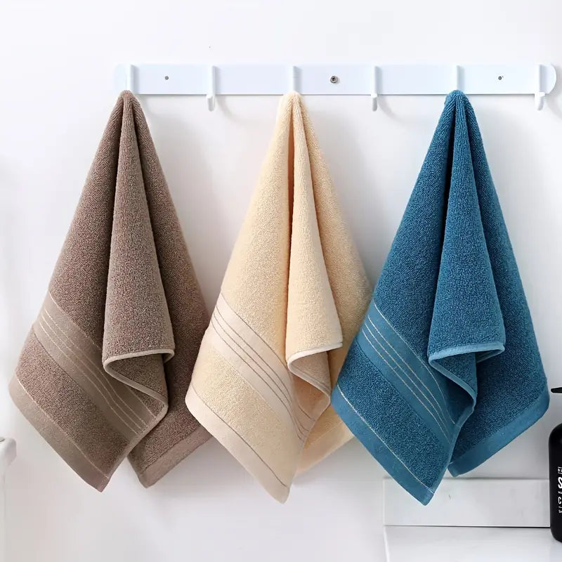 Natural Cotton Hand Towel-Soft Absorbent Bathroom Hand Towel-Quick Dry Lightweight Cotton Towel (Brown & Blue)