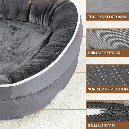 Washable Orthopedic Pet Bed - Removable Supportive Bed for Medium & Large Dogs