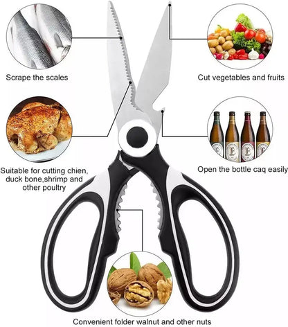 Stainless Steel Kitchen Scissors–Multi-Function Kitchen Shears for Meat, Herbs & Food Prep