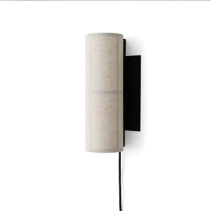 Japanese Fabric Wall Light - Wabi-Sabi LED Wall Lamp with Plug-In or Hardwired Options for Bedroom & Living Room