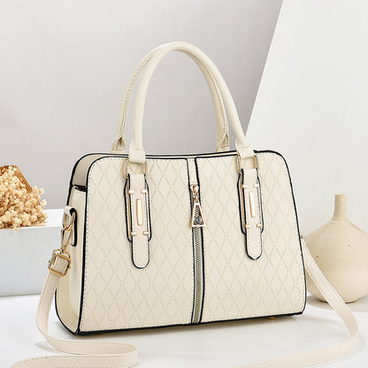 Large Capacity Colour Block Shoulder Bag–Stylish Women's PU Leather Handbag