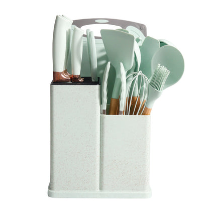 19-Piece Silicone Kitchen Utensil Set–Non-Stick Cooking Tools with Beech Wood Handles, Heat Resistant Kitchen Set
