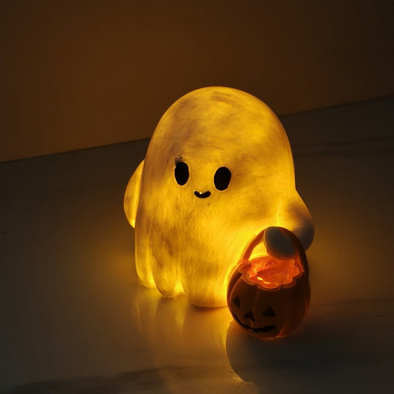 Glow-in-the-Dark Halloween Ghost Decoration – LED Resin Ornament