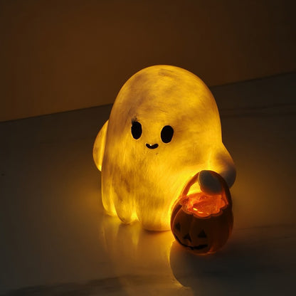 Glow-in-the-Dark Halloween Ghost Decoration – LED Resin Ornament