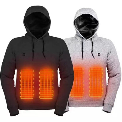 USB Heated Hoodie - Fleece-Lined Electric Heating Pullover Sweatshirt with Hood for Men & Women