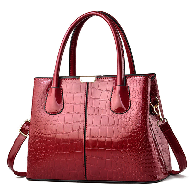 Women's Glossy Stone Pattern Handbag–Large Capacity Designer Shoulder Bag