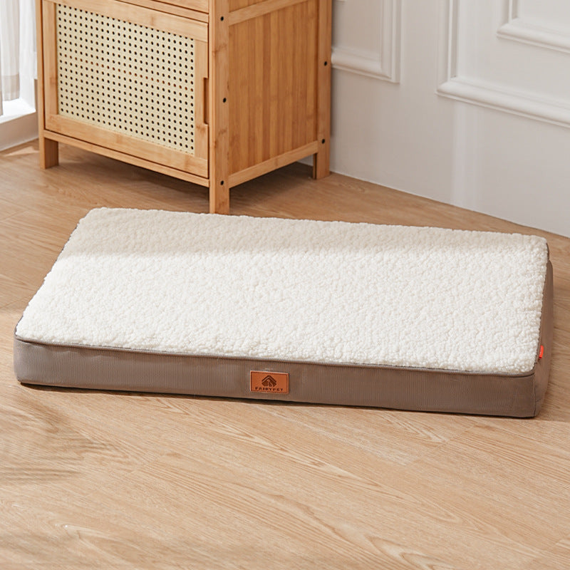 Plush Lambswool-Style Pet Bed - Thick Washable Cushion Bed for Dogs & Cats