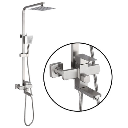 Luxury 304 Stainless Steel Rainfall Shower Head – Square Wall-Mounted Shower Set