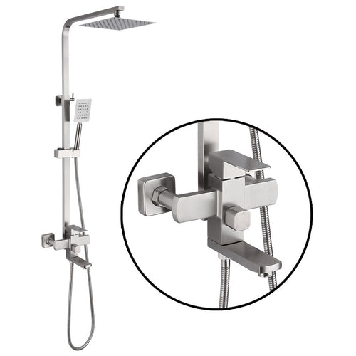 Luxury 304 Stainless Steel Rainfall Shower Head – Square Wall-Mounted Shower Set