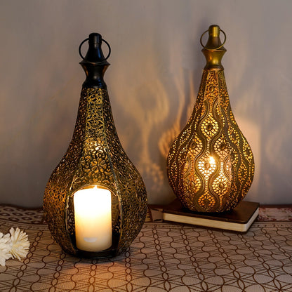Moroccan Iron Lantern Candle Holder–Vintage Hollow Metal Lantern for Home Décor & Ambient Lighting