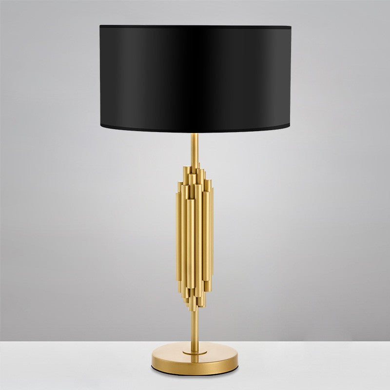 Modern Gold Table Lamp - Fabric Shade Luxury Bedside & Living Room Lamp