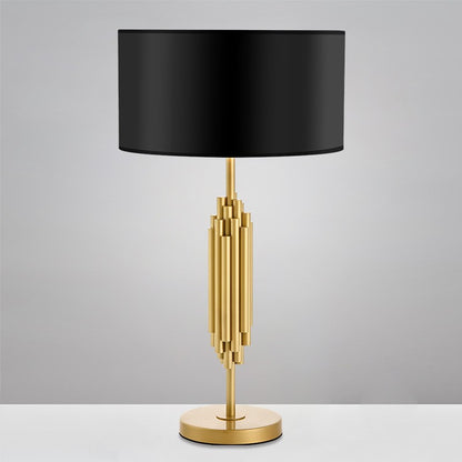 Modern Gold Table Lamp - Fabric Shade Luxury Bedside & Living Room Lamp