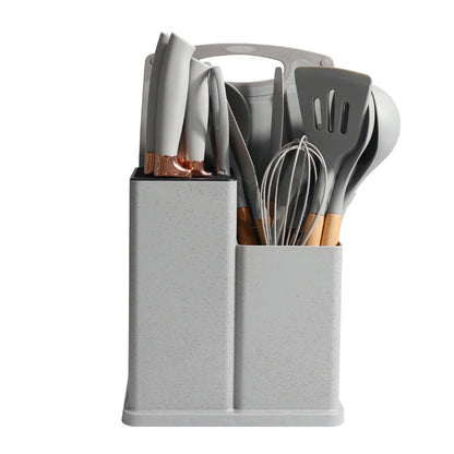 19-Piece Silicone Kitchen Utensil Set–Non-Stick Cooking Tools with Beech Wood Handles, Heat Resistant Kitchen Set