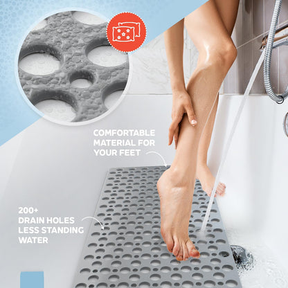 Non-Slip TPE Bath Mat - Quick Dry Suction Shower Floor Mat