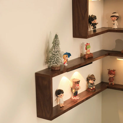 Wooden Corner Wall Shelf - Modern Floating Display Shelf for Living Room & Bedroom