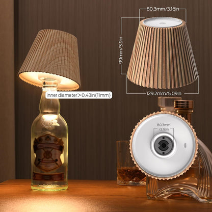 Rechargeable Wine Bottle Table Lamp–Touch Dimmable LED Ambient Light