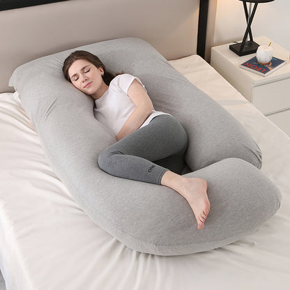Cooling J-Shaped Pregnancy Pillow–Full Body Maternity Support Pillow With Detachable Arm Cushion