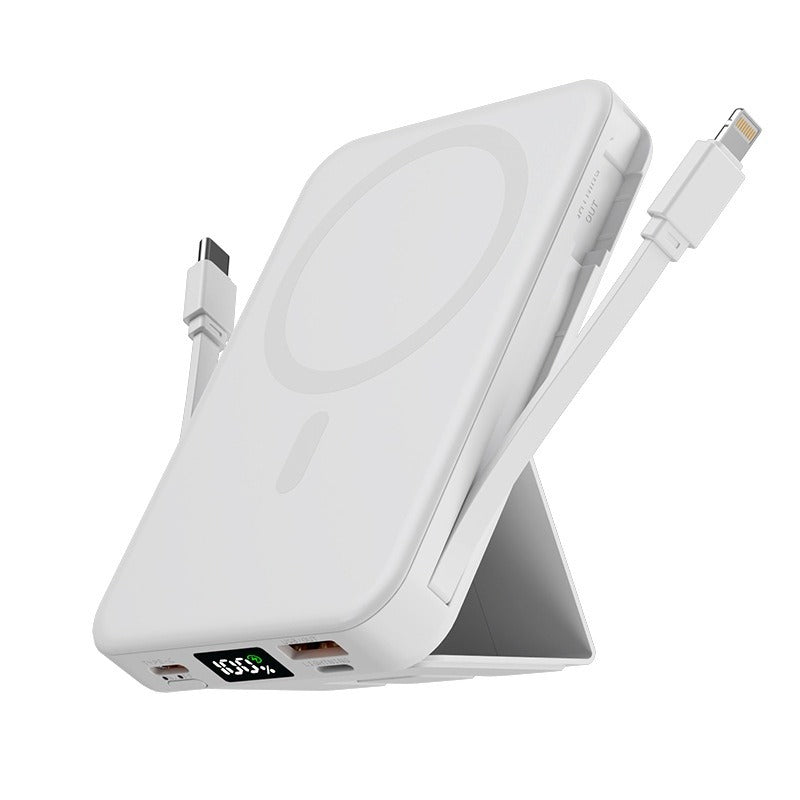 10000mAh Magnetic Wireless Power Bank–Fast Charging Portable Charger with Built-In Cable