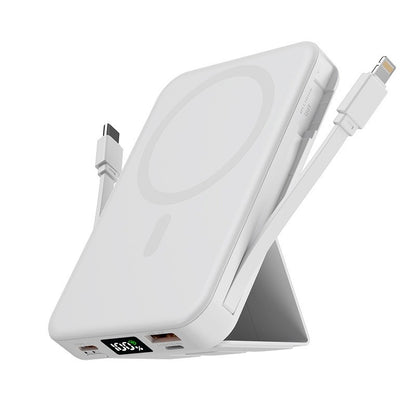 10000mAh Magnetic Wireless Power Bank–Fast Charging Portable Charger with Built-In Cable