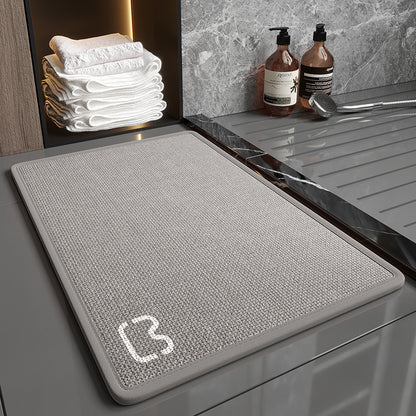 Super Absorbent Non-Slip Bath Mat - Quick Dry Linen Bathroom Floor Rug