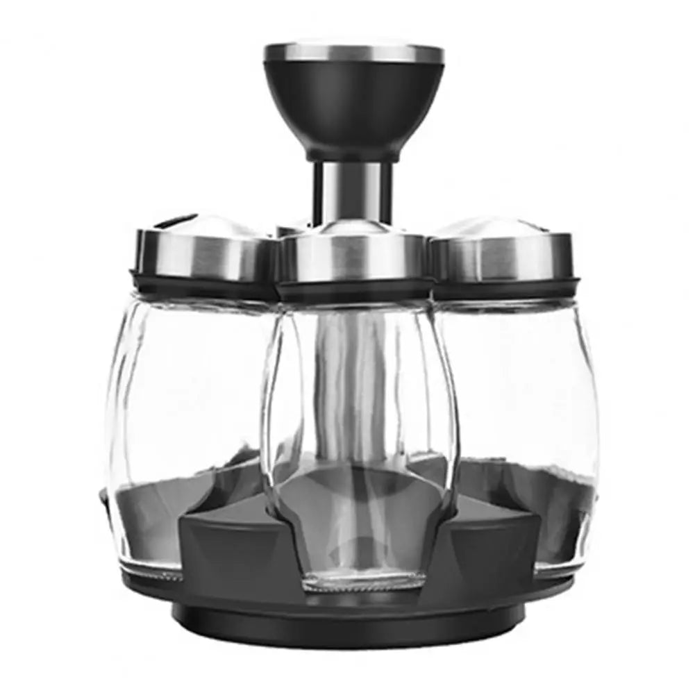 Rotating Spice Rack with Airtight Jars–360° Kitchen Organiser, Space-Saving Spice Storage Set with Sealed Bottles