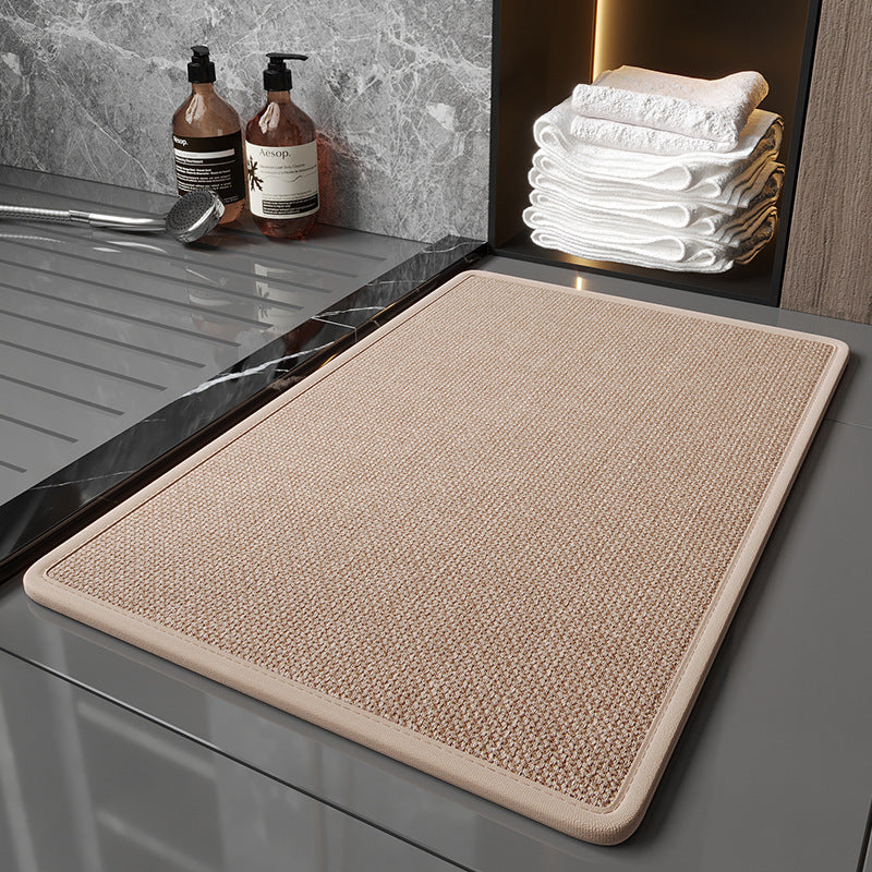 Super Absorbent Non-Slip Bath Mat - Quick Dry Linen Bathroom Floor Rug