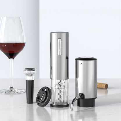 Fully Automatic Electric Wine Opener Set | Rechargeable Battery, Aerator Pourer & Vacuum Stopper