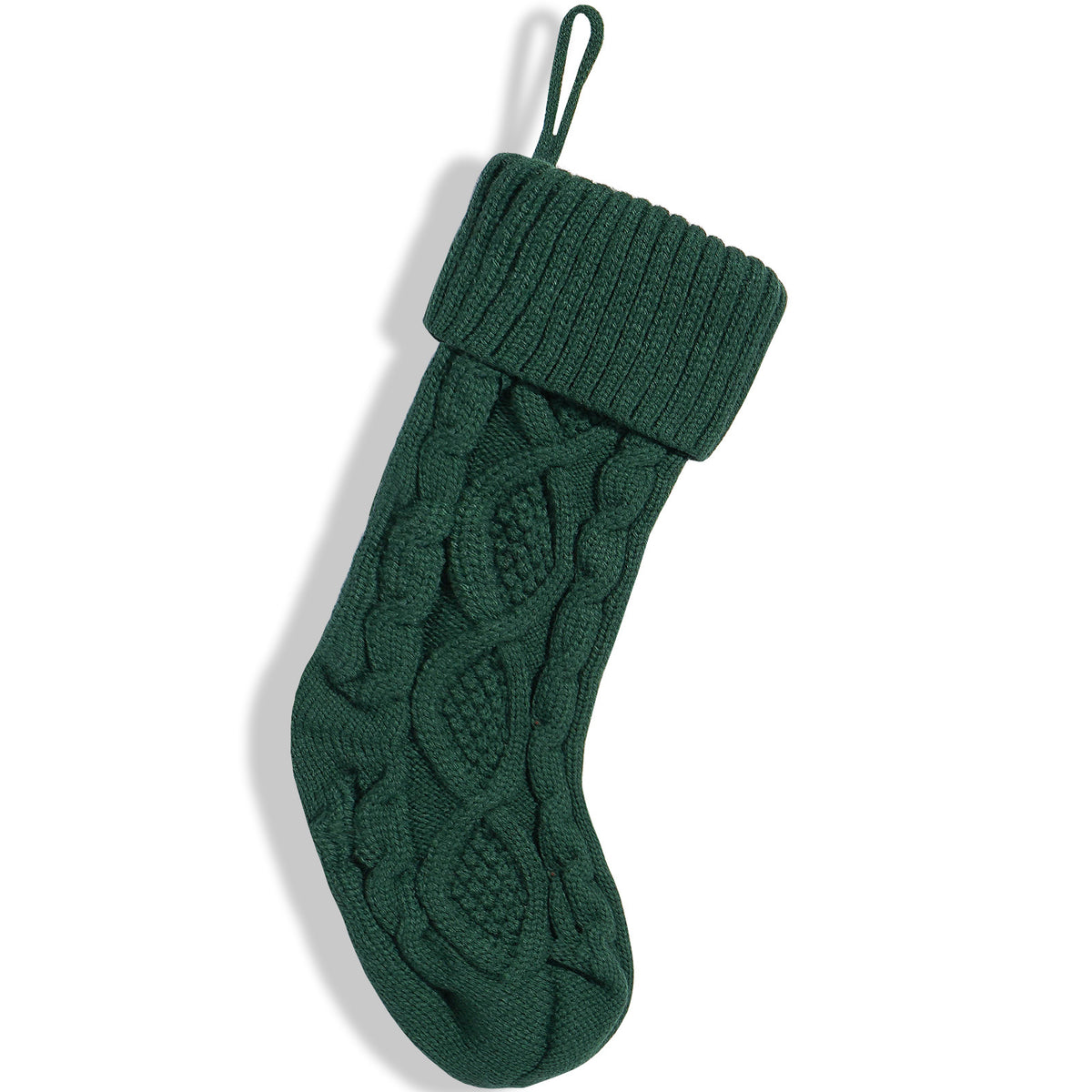 45cm Knitted Christmas Stocking - Diamond Pattern Hanging Christmas Gift Stocking Decoration