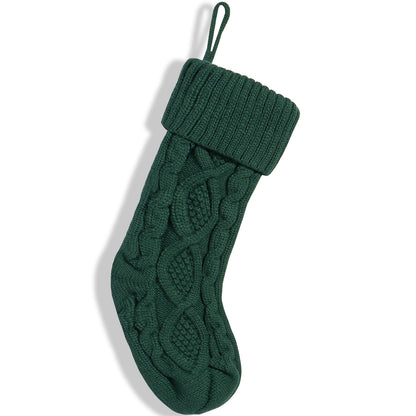 45cm Knitted Christmas Stocking - Diamond Pattern Hanging Christmas Gift Stocking Decoration