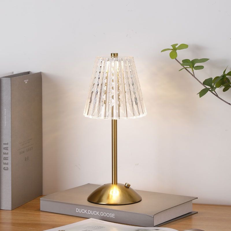 Rechargeable Crystal LED Table Lamp - Touch Control Cordless Bedside Night Light